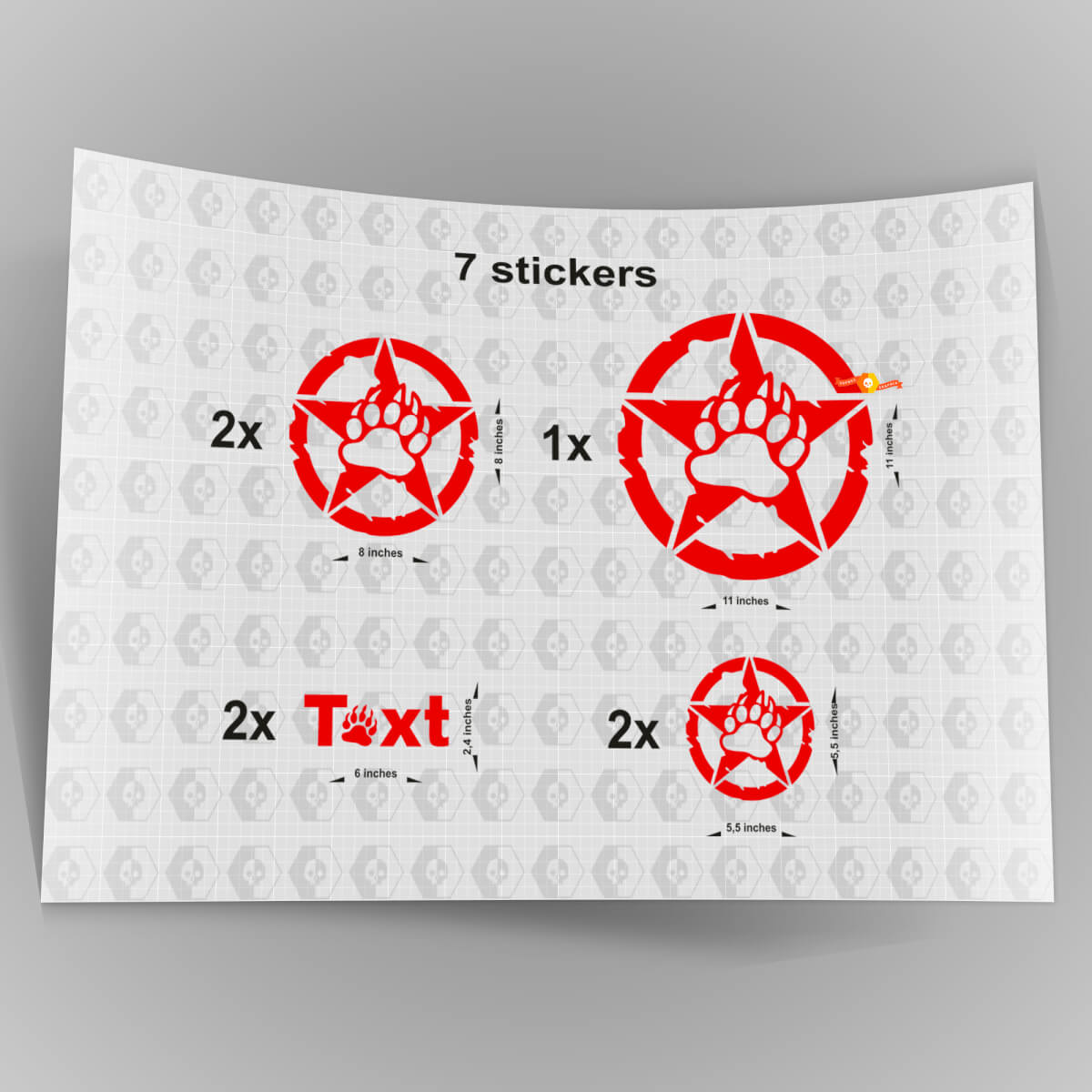 7x Jeep Bear Claw STAR Decal adesivi cofano porta parafango TJ JK CJ YJ JL rubicone