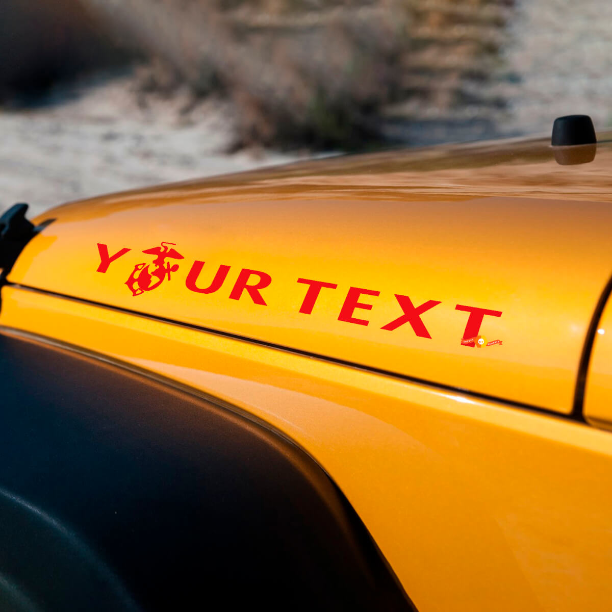 Jeep WRANGLER USMC Rubicon Hood Decal Sticker Sahara Willy Veteran Marine Nuovo