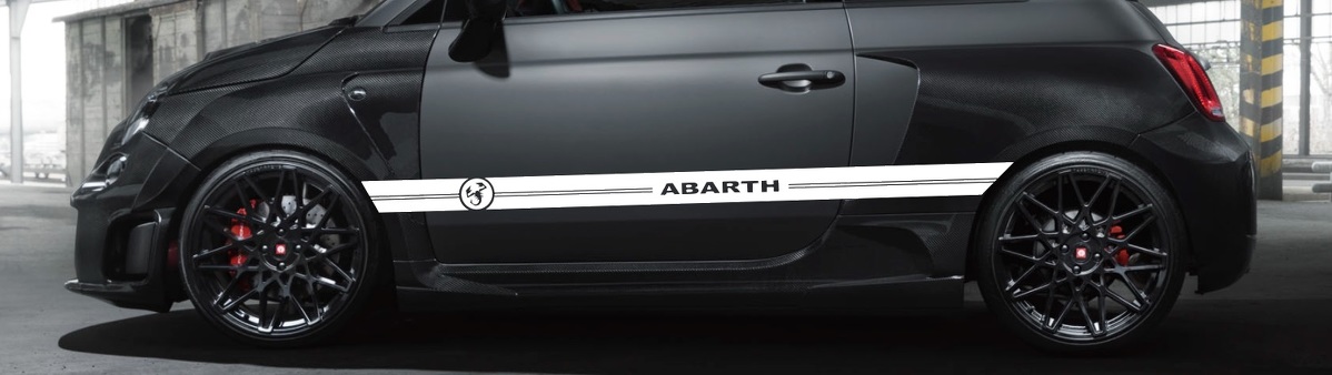 Autoadesivo della linea di racing grafica. Decalcomania della striscia del lato auto per Fiat Abarth. Aufkleber.