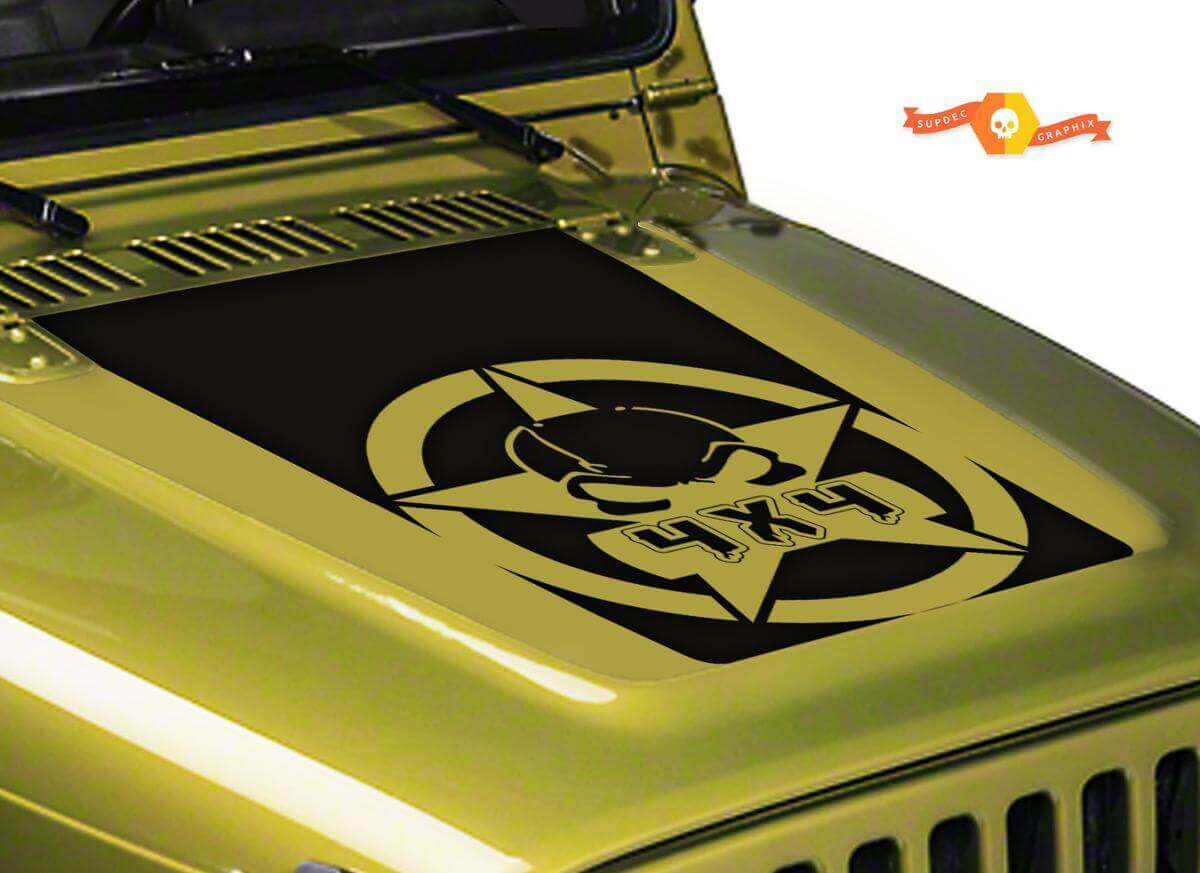 Stencil Maschera a Gas 4x4 a Stella per Cofano in Vinile per Jeep Wrangler LJ TJ JK JKU