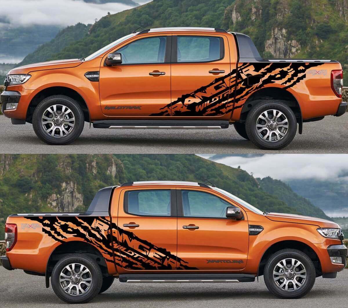 2x Ford Ranger Wildtrak Large Side Desalls Adesivo grafico
