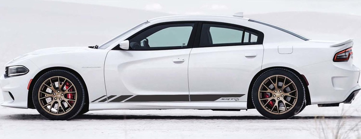 2X Dodge Charger SRT Pannello bilanciere Adesivi Decalcomanie Strisce Kit grafica in vinile 2011-2017
