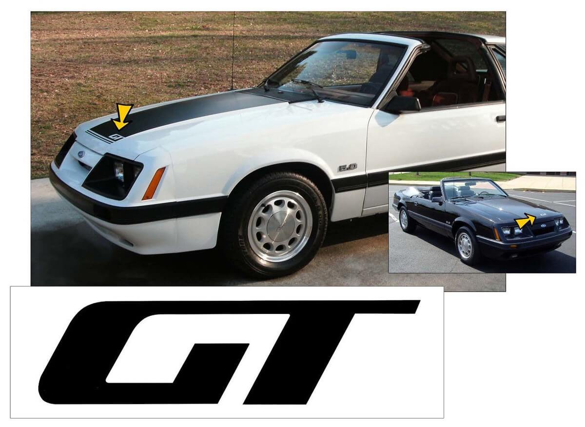 1985-86 Musclecarmodel - Decalcomania adesiva GT HOOD - UNA decalcomania adesiva - DIMENSIONI DI FABBRICA
