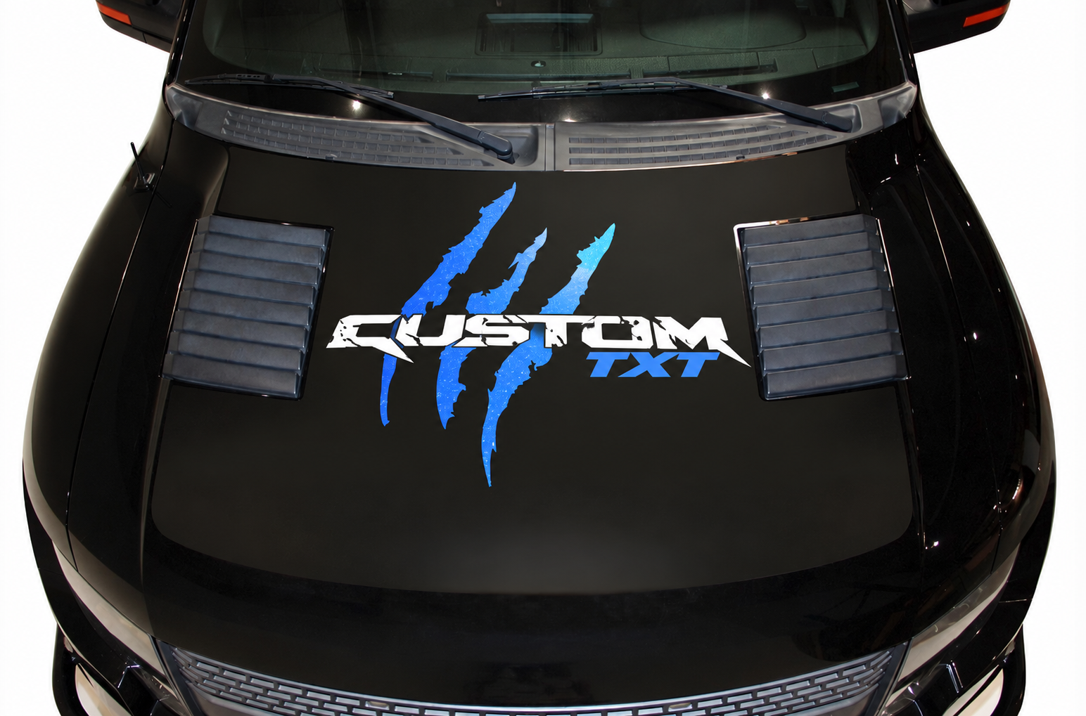 SVT CUSTOM TXT Blue Tear Graphic — Adesivo in vinile (cofano) per Ford F-150 Raptor 2010-2014