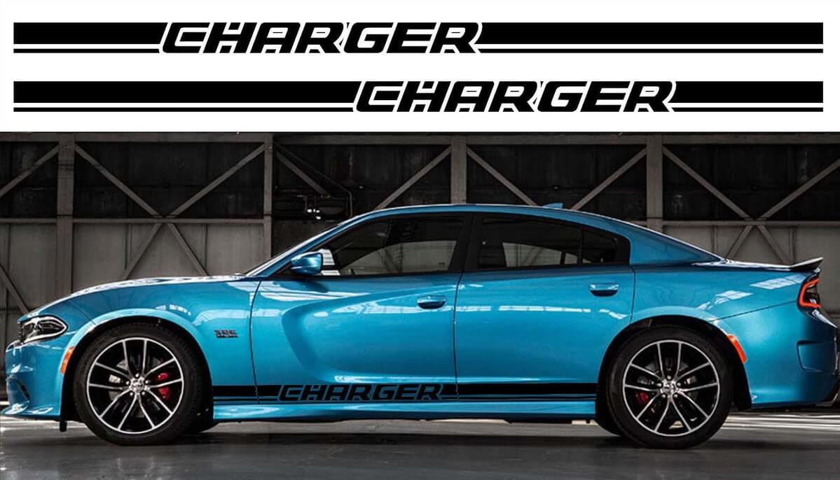 Kit di Adesivi in Vinile a Striscia dritta per Battitacco per Dodge Charger 2011-2018