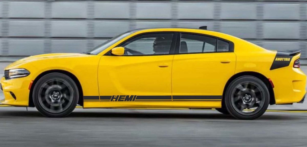 2X Dodge Charger Hemi Pannello bilanciere Adesivi Decalcomanie Strisce Kit grafica in vinile 2011-2018
