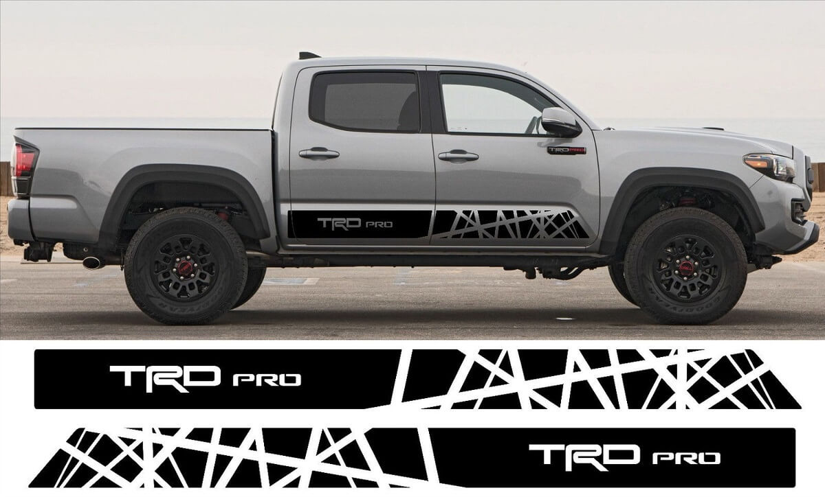 2X Toyota Tacoma 2016 Trd Pro gonna laterale Decalcomanie in vinile grafica adesivo da rally