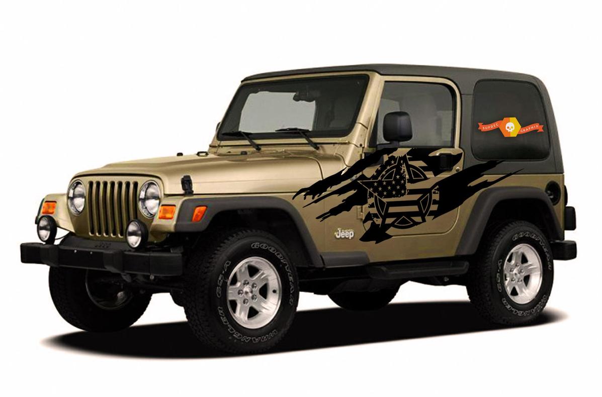 Adesivo in vinile stella militare consumata USA per Jeep Wrangler 1997-2006