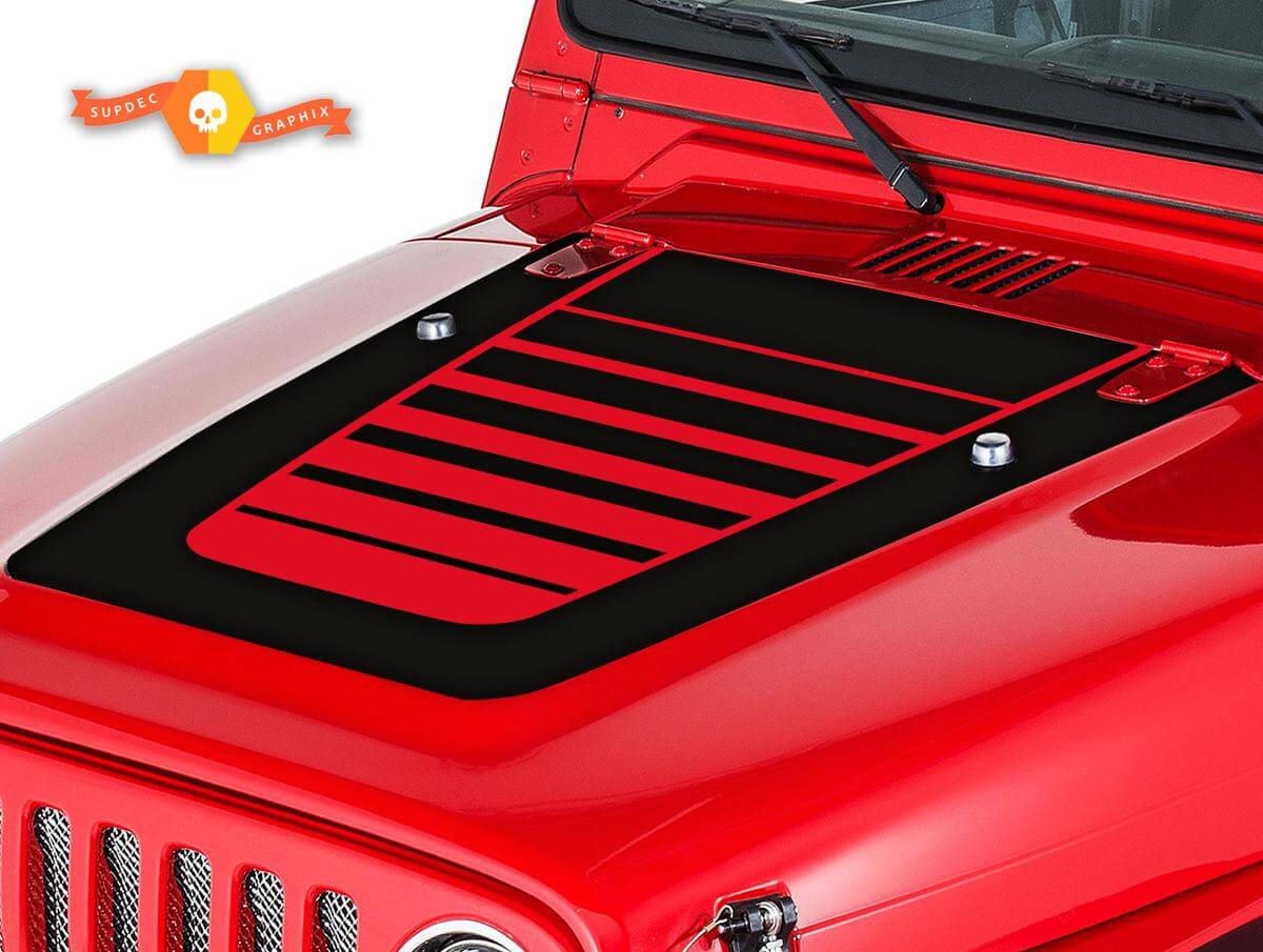 Kit Adesivi in Vinile Strisce Stroboscopiche per Cofano Jeep Wrangler TJ 1999-2006