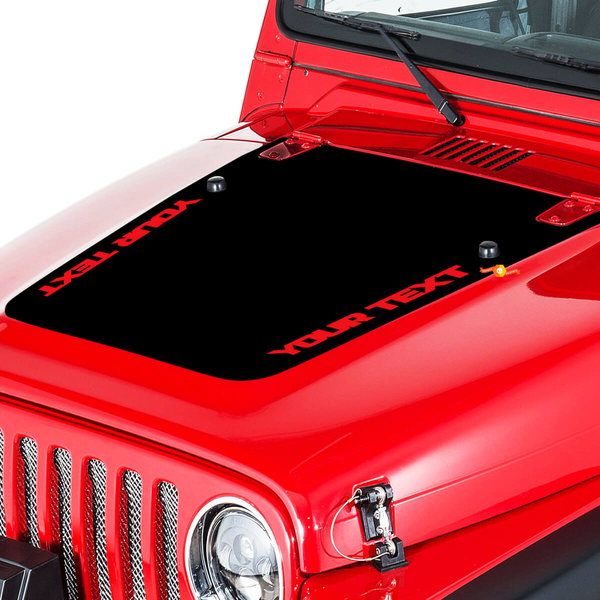 Adesivo in Vinile Stile Blackout con Testo Personalizzato per Cofano Jeep Wrangler 1999-2006