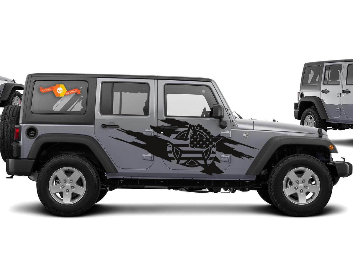 Kit Adesivi in Vinile con Bandiera USA Army Star per Jeep Wrangler 2007-2016