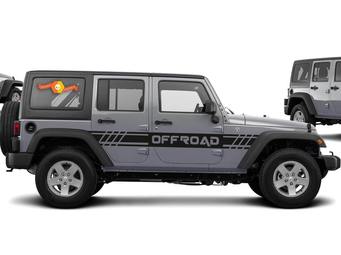Kit di Adesivi in Vinile Strisce Laterali Off Road per Jeep Wrangler CJ TJ JK JKU