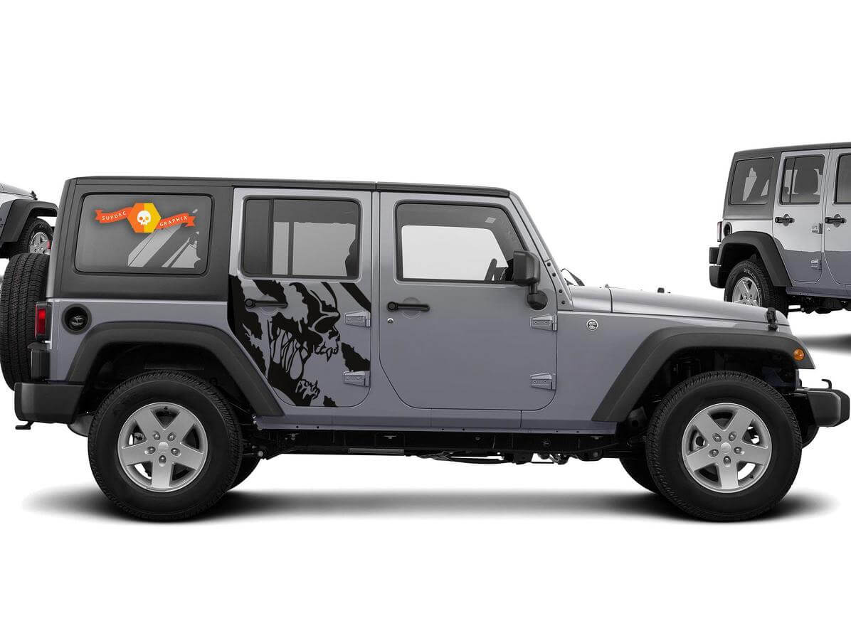 Kit Adesivi Laterali Scream Skull per Jeep Wrangler 4 Porte 2007-2016