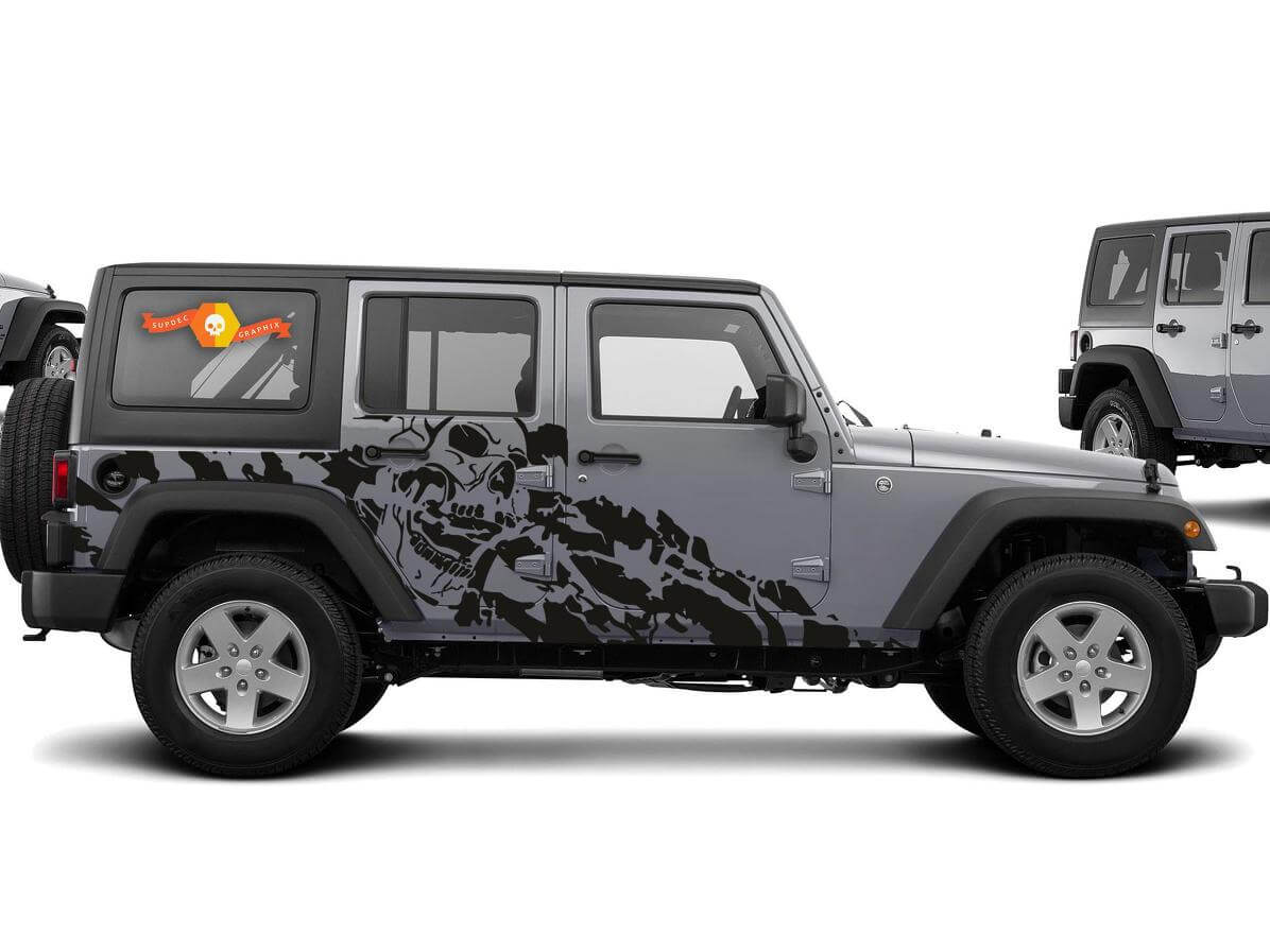 Kit Adesivi Laterali Teschio Incubo per Jeep Wrangler 4 Porte 2007-2016