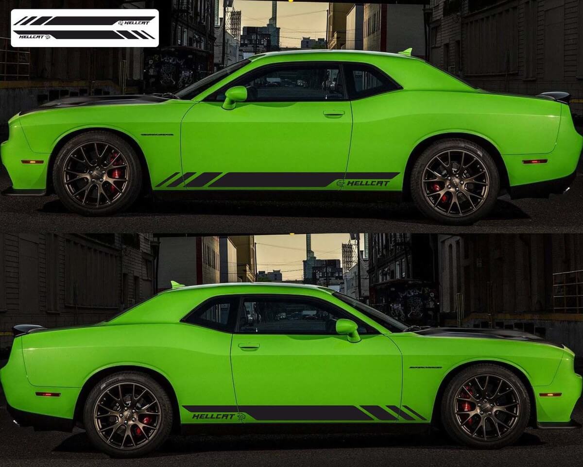 2x Adesivi Vinile Rally Laterali 3 per Dodge Challenger