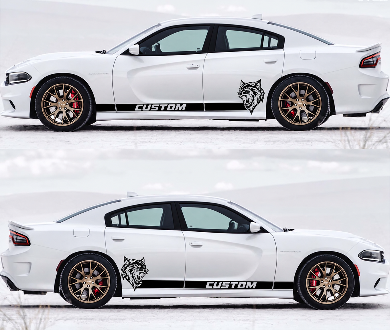 Strisce Personalizzate & Adesivo Laterale in Vinile con Logo Wildcat per Dodge Charger Hellcat 2011-2017