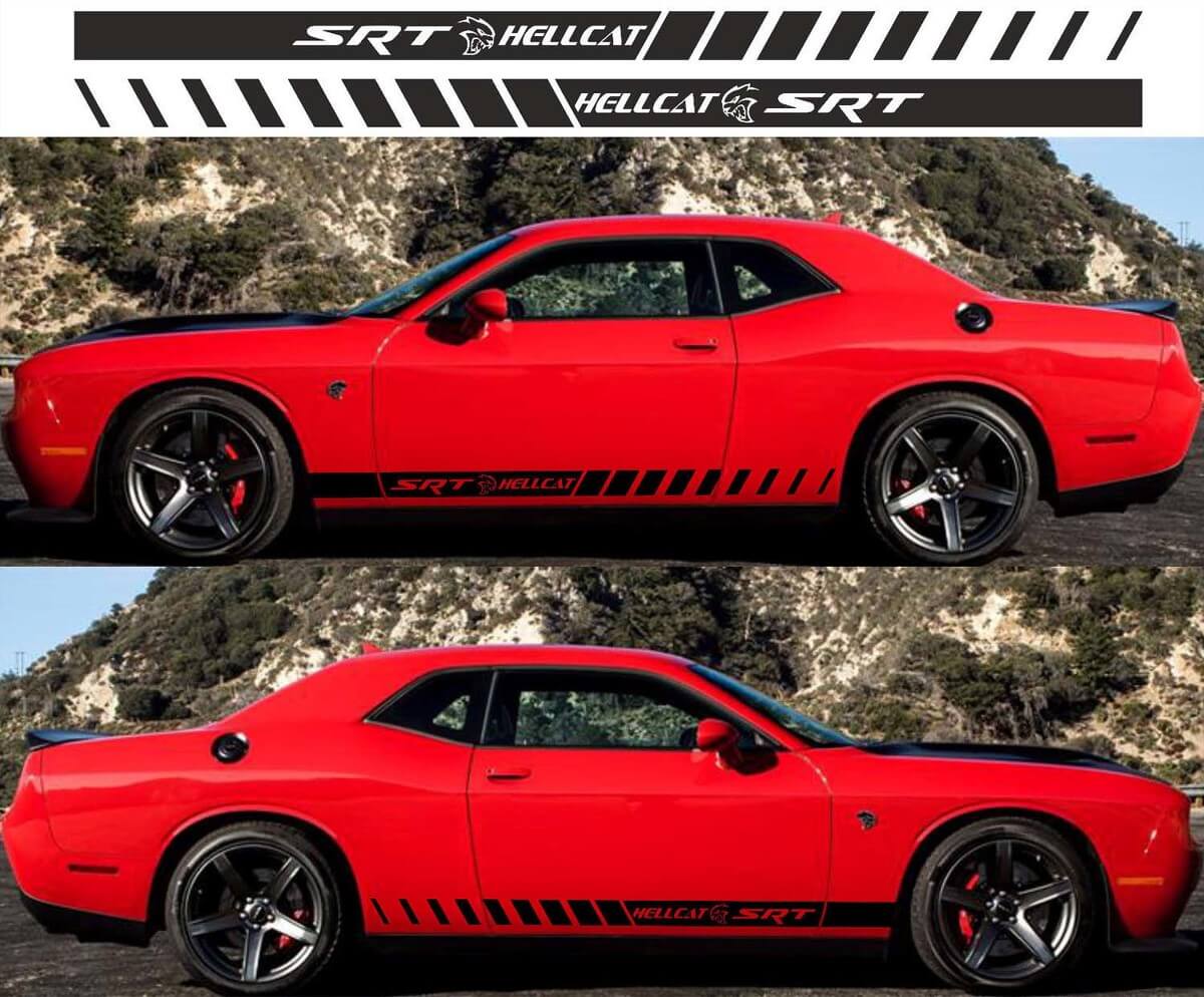 2x Adesivi in Vinile Rally Laterali 5 per Dodge Challenger