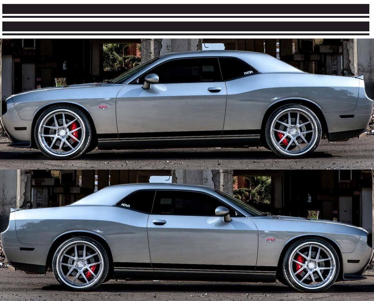 Kit Adesivi in Vinile con Stripe Laterale Stile Rally per Dodge Challenger 2009-2018