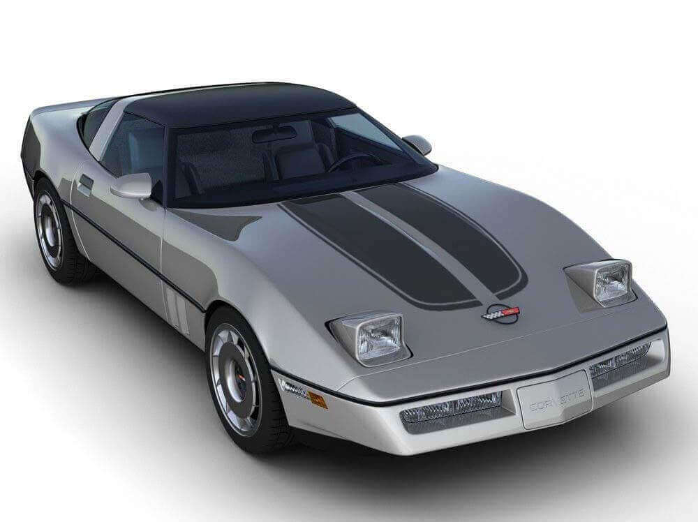 Kit Adesivi in Vinile con Doppia Striscia da Gara per Cofano per Chevrolet Corvette C4 1984-1996