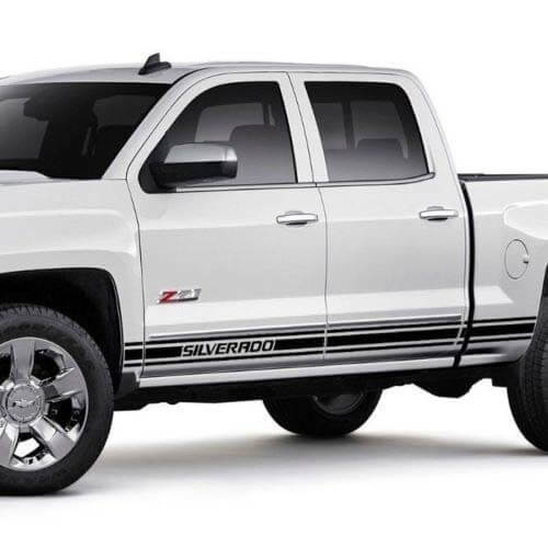 Grafica a strisce laterali Chevrolet Silverado mk3 Adesivo Decalcomania pannello porta Adesivo Decalcomania in vinile nero
