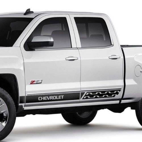 Grafica a strisce laterali Chevrolet Silverado mk3 Adesivo Decalcomania pannello porta Adesivo Decalcomania in vinile nero
