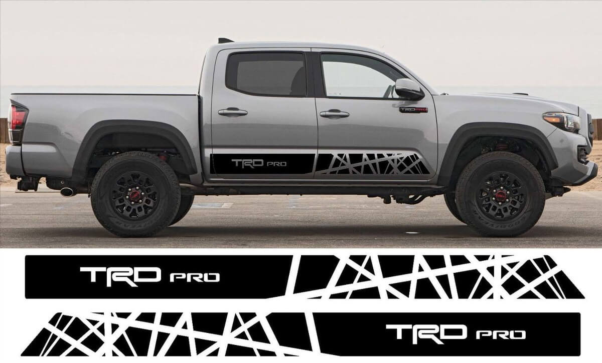 2x Toyota Tacoma 2016 Trd Pro gonna laterale decalcomanie in vinile kit adesivi grafica rally