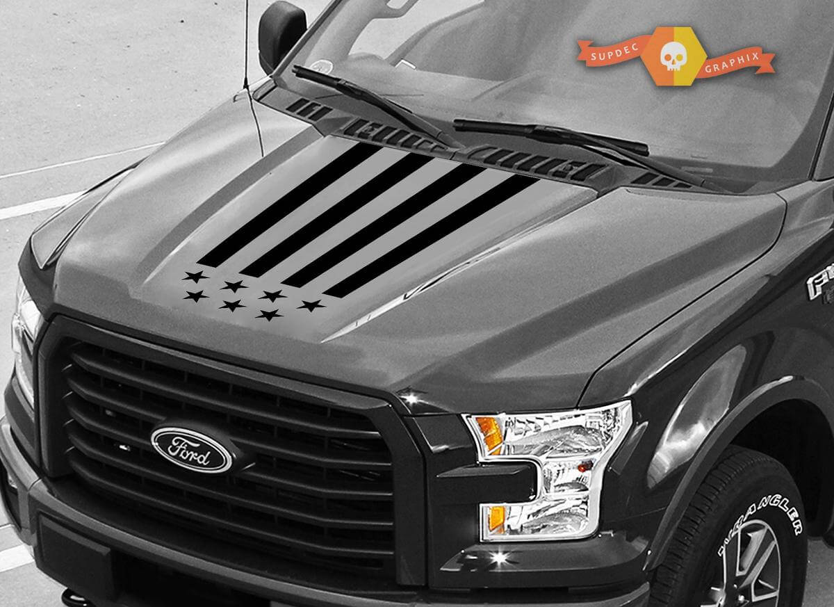 Adesivo Striscia Grafica Cofano USA per Ford F150 2015-2018