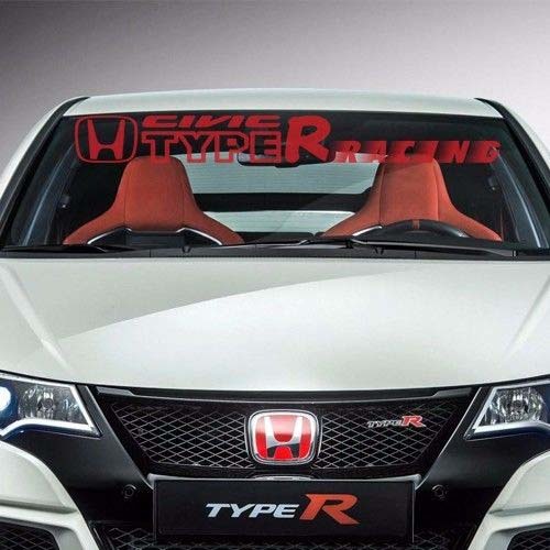 Adesivo per decalcomania in vinile superiore per parabrezza Honda Civic Type R Racing a più colori da 45 pollici