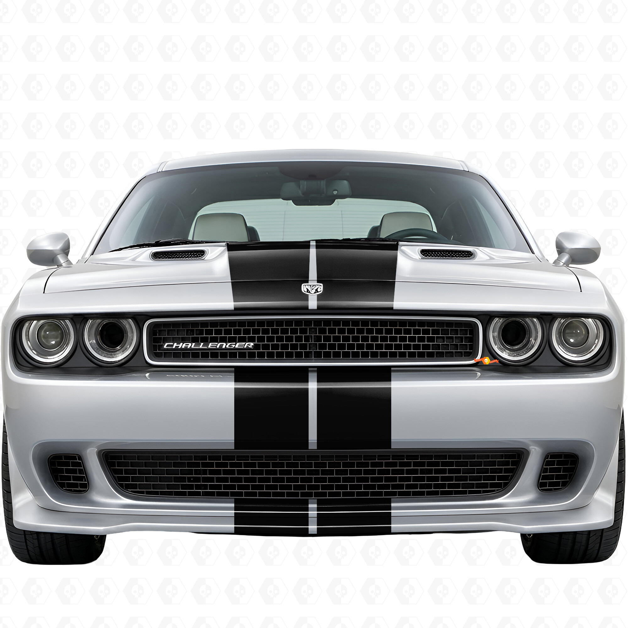 Kit completo di adesivi in vinile con doppie strisce da corsa per Dodge Challenger 2008-2014