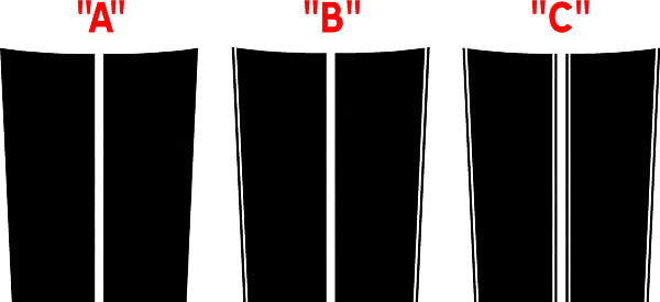 Kit adesivi strisce stile rally in 16 pezzi per Dodge Challenger 2008 - 2014