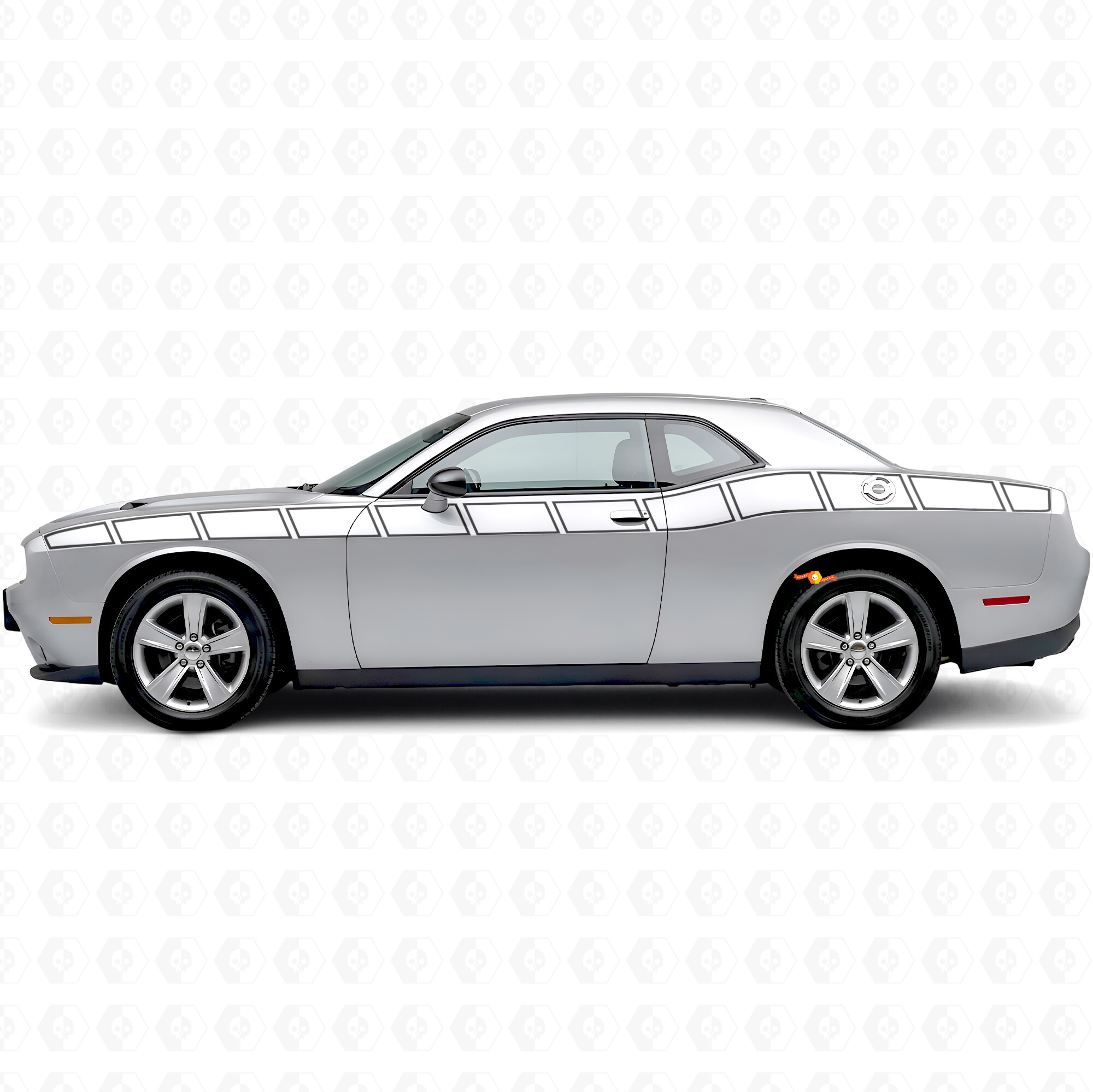 Adesivo in Vinile Laterale con Strisce Stile Strobo Contorno per Dodge Challenger