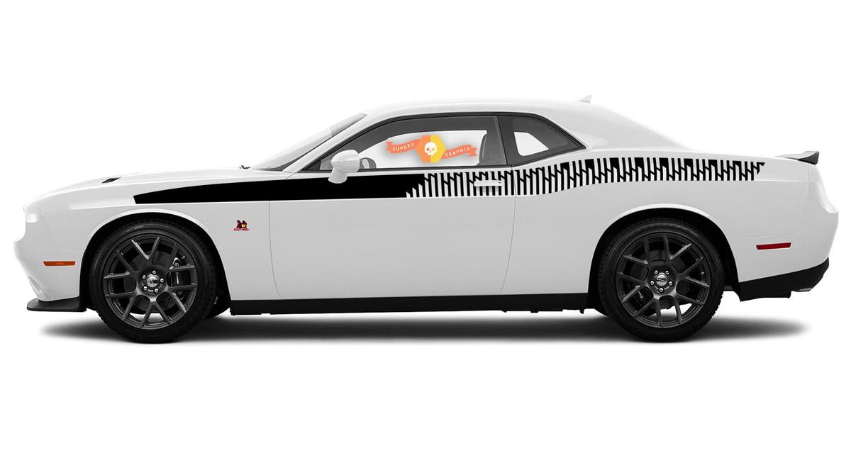 2008 & Up Dodge Challenger Full Length Style Bodyline Strobe Racing Stripe Kit