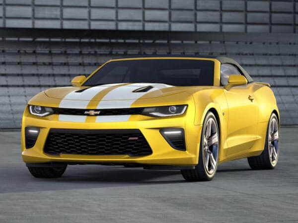2016 e successivi Chevrolet Camaro SS decappottabile Factory Style Twin Rally strisce sul cofano, sul bagagliaio e sullo spoiler
