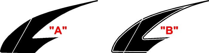 2016 e oltre Chevrolet Camaro Dagger Style Mid Body Hockey Stripe Kit adesivi per decalcomanie in vinile
