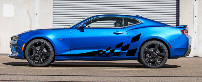 2016 e oltre Camaro Side Accent Checker Flag Stripe Kit adesivi per decalcomanie in vinile

