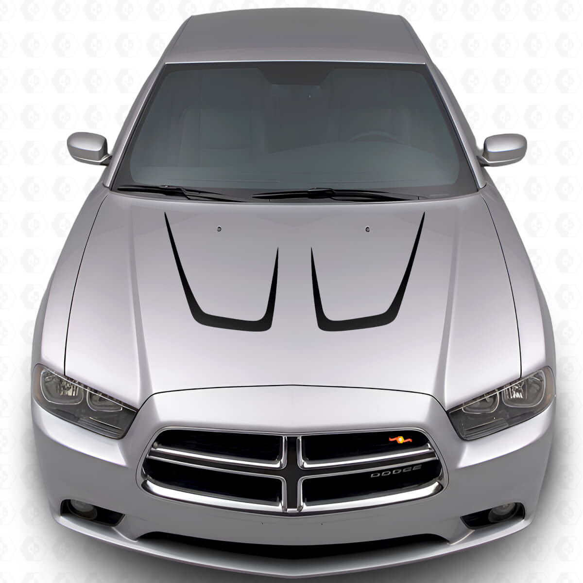 Kit adesivo in vinile con doppia striscia curva per cofano per Dodge Charger 2011-2014