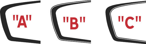 2011 - 2014 Caricabatterie a lunghezza estesa Side Scallop Accent Stripe Kit