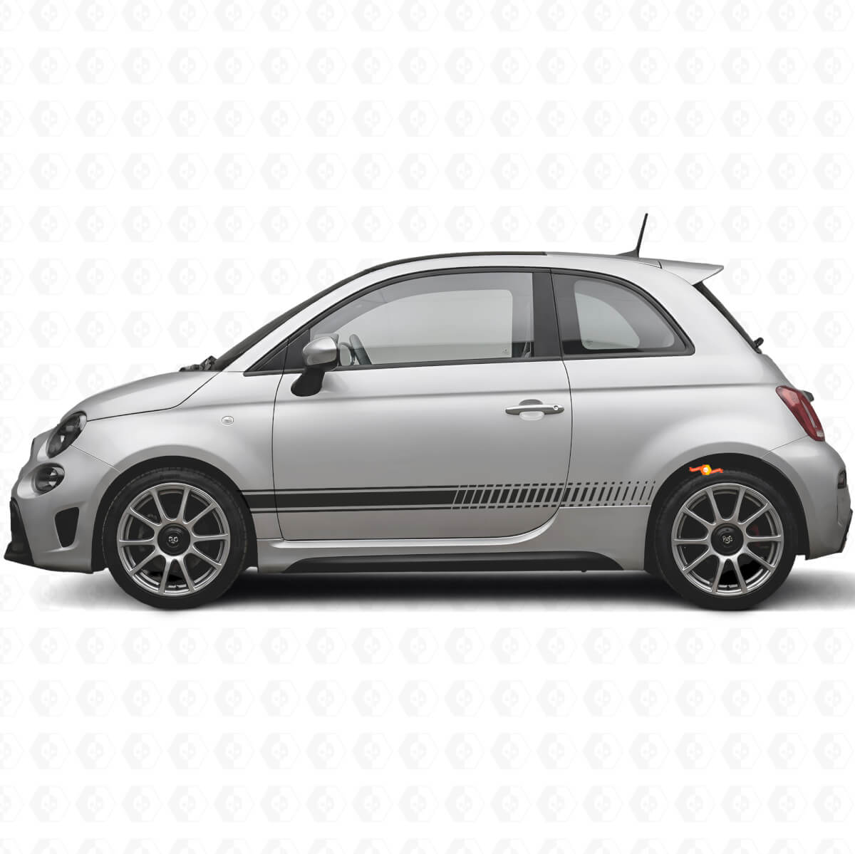 Kit di Adesivi in Vinile con Strisce Laterali a Scacchi per Fiat 500 Abarth 2007+