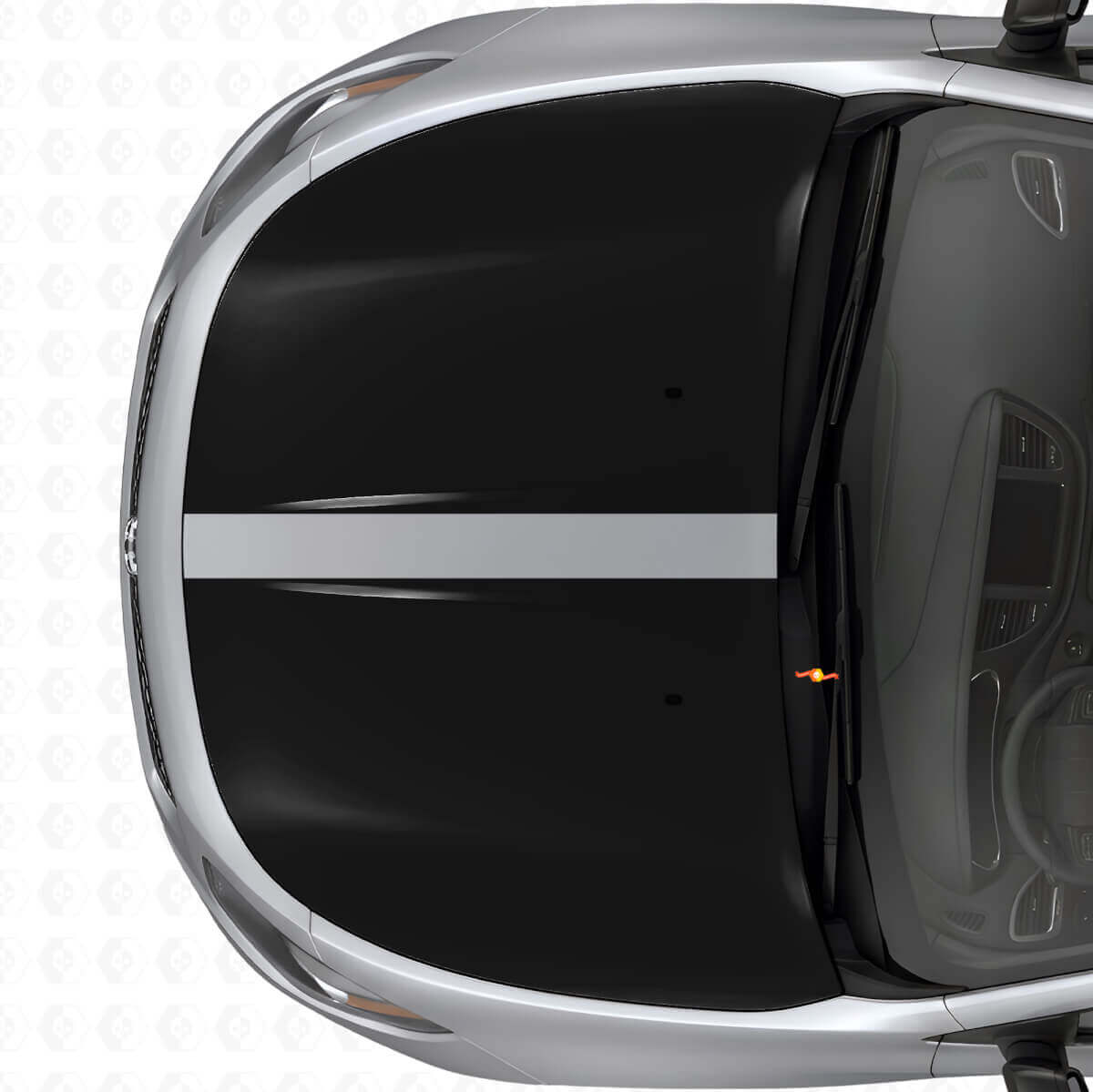Set di Adesivi in Vinile con Doppie Strisce Nere Opache per Cofano per Dodge Dart 2013+