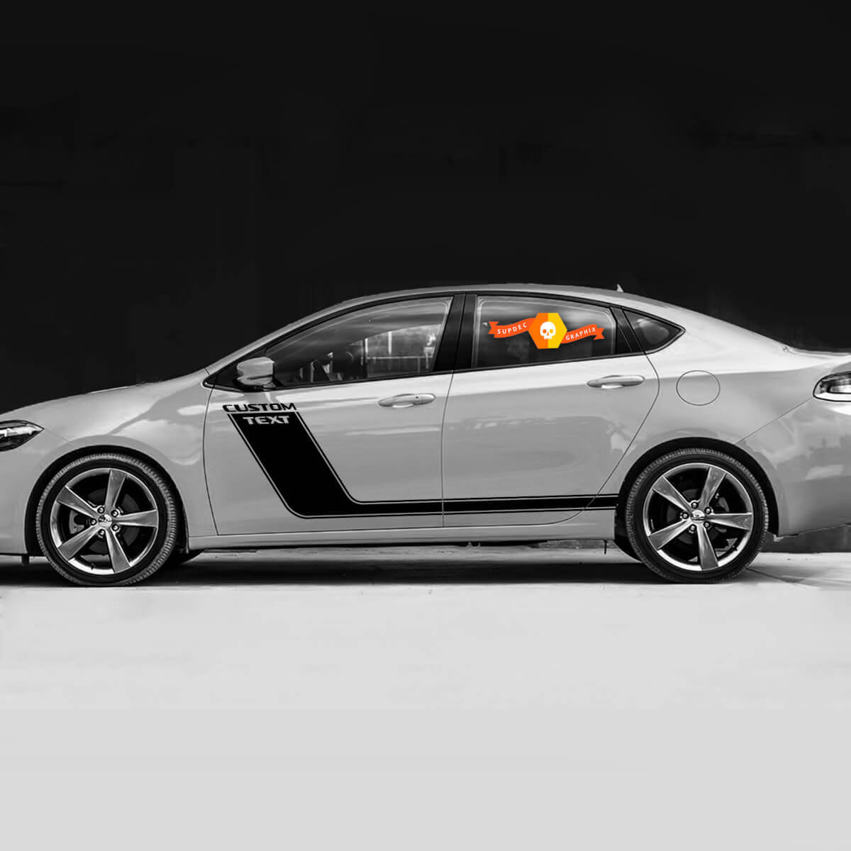 Decali di strisce sportive per accento di testo personalizzato per Dodge Dart

