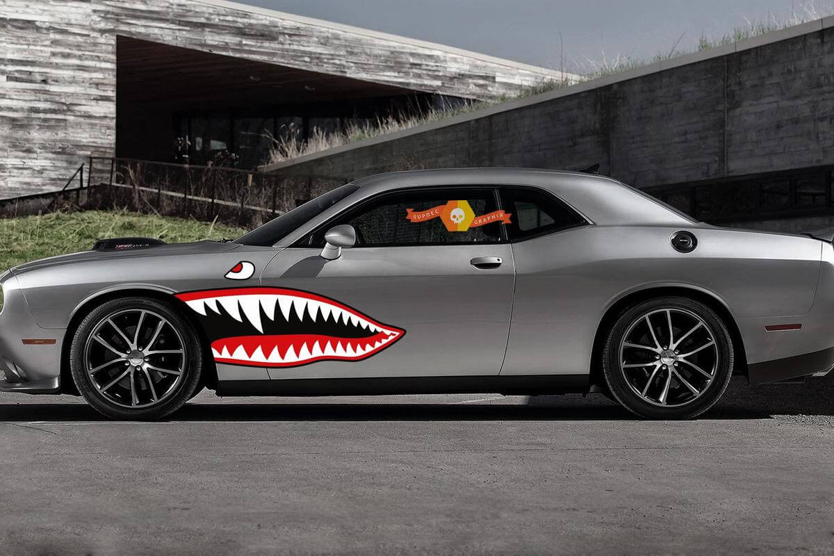 Side Accent Retro Fighter Plane Mouth Stripe Kit Universal Fit per molti veicoli Charger Challenger