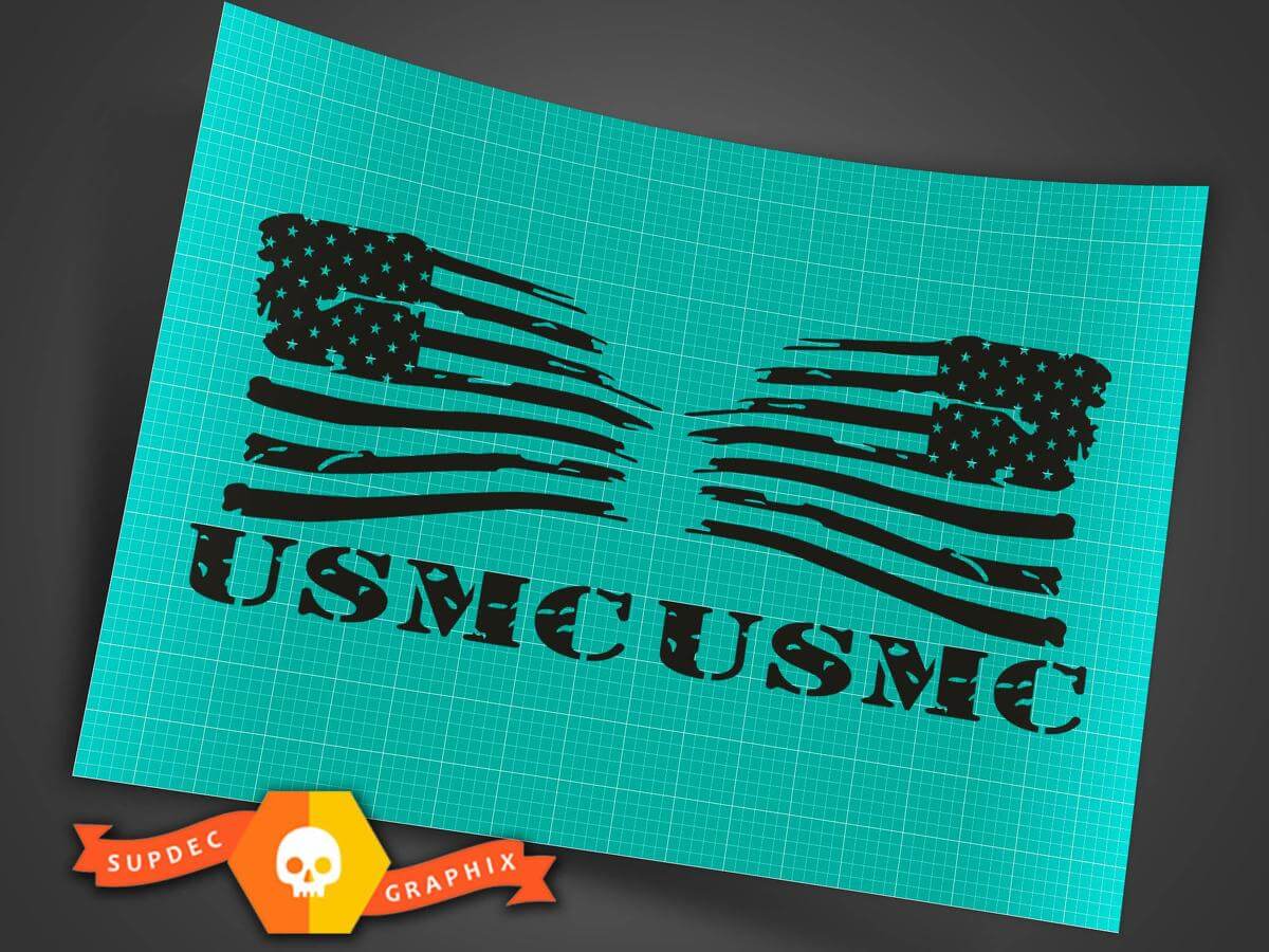 Jeep Wrangler militare nero USMC bandiera americana set invertito carica in difficoltà