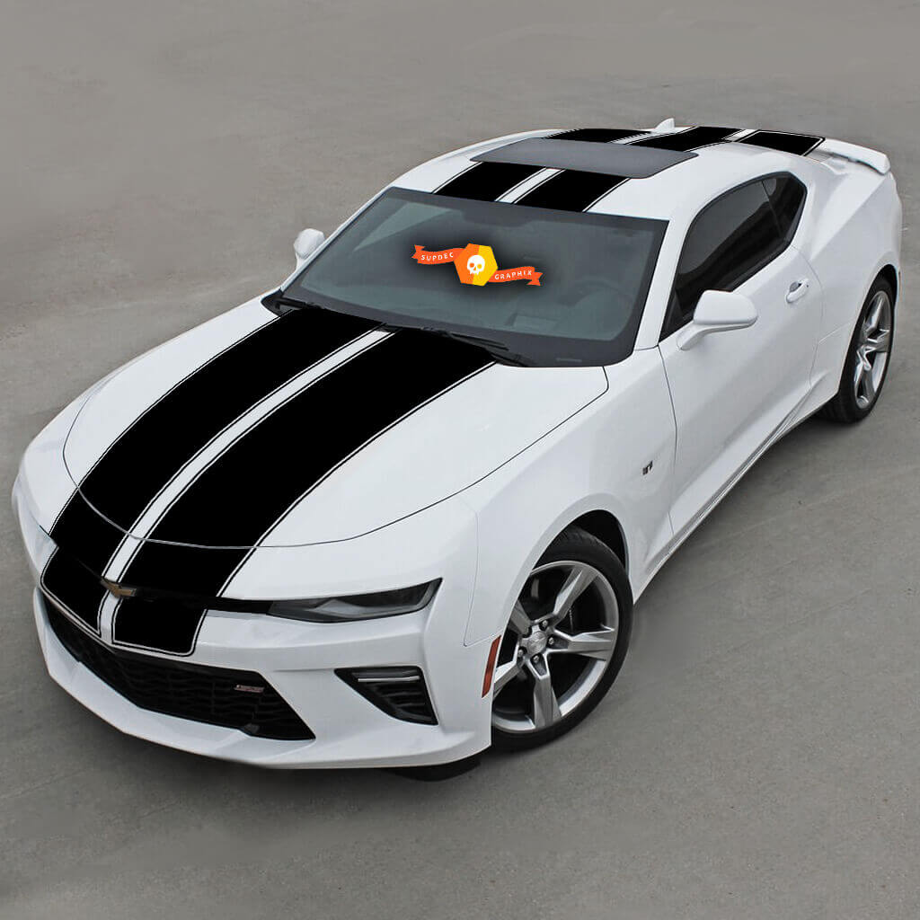 Top Double Stripes con adesivo per decalcomanie in gessalti adatti a Chevrolet Camaro 2016-2018
