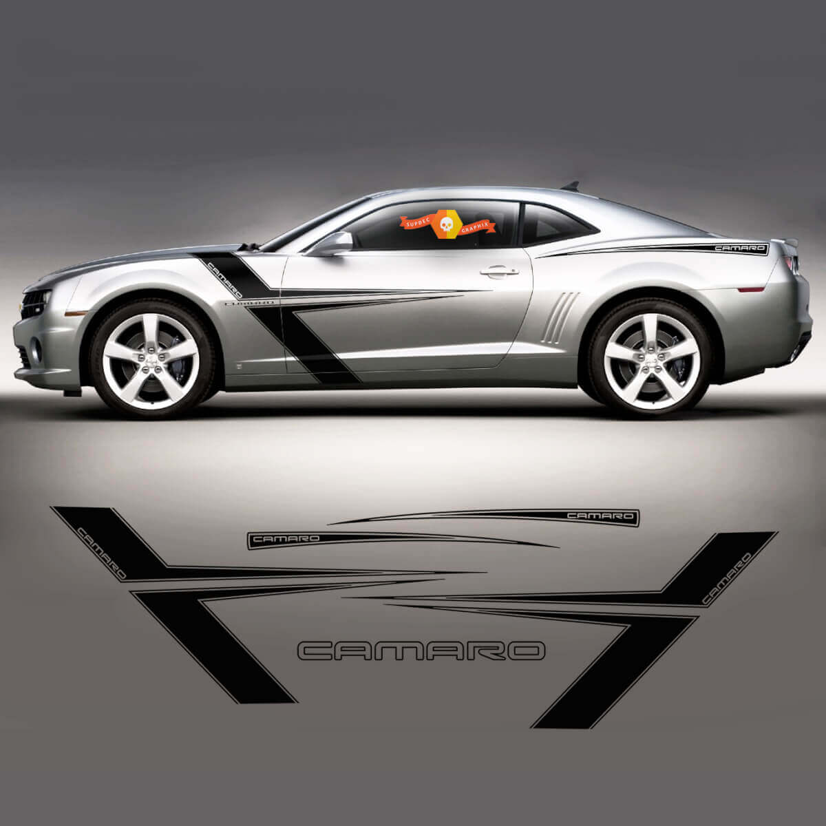 Set di decalcomanie per adesivi grafici laterali Chevrolet Camaro 2010-2024 T - Stripes
