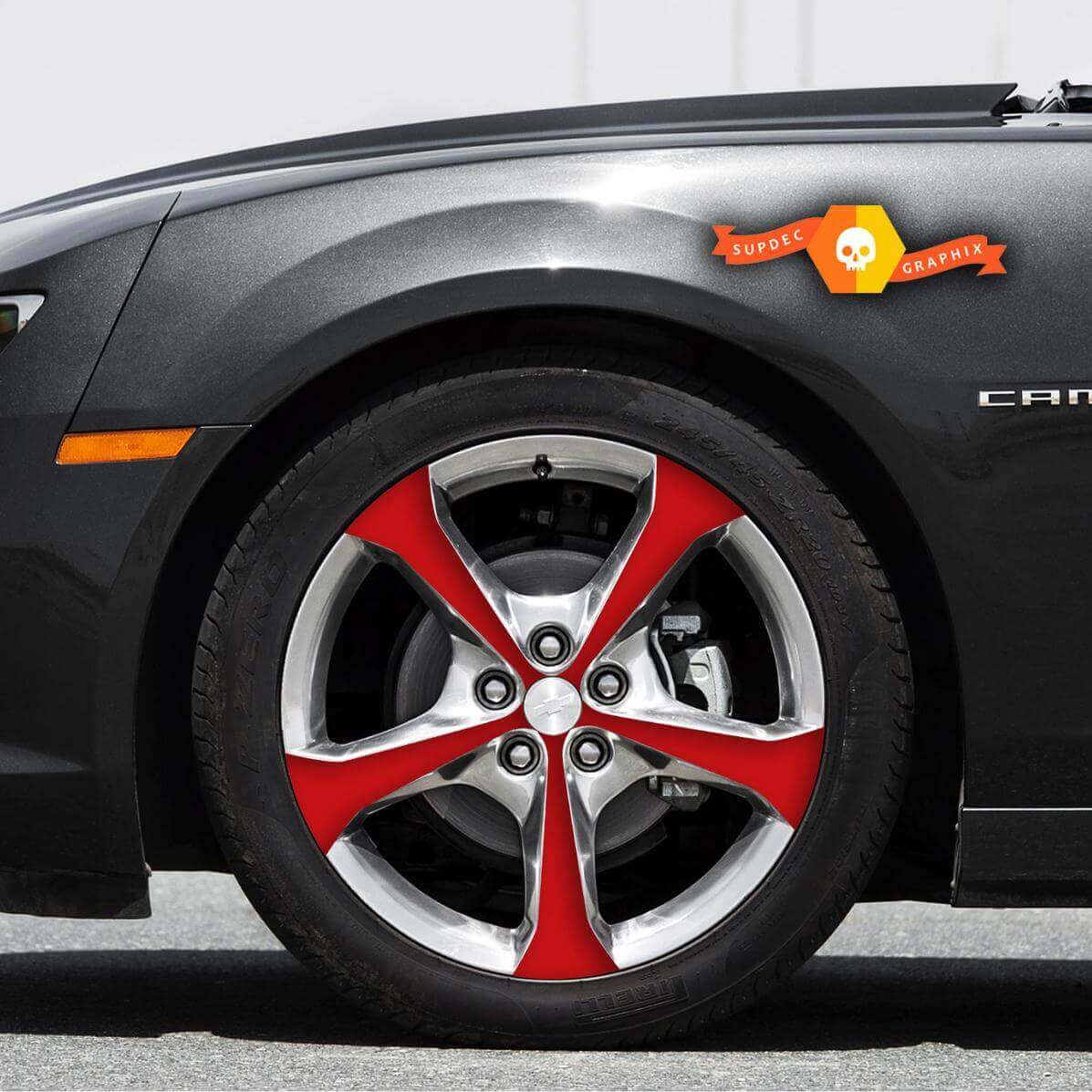 Adesivi in vinile sovrapposti ai raggi delle ruote da 20 pollici per Chevrolet Camaro 2010-15