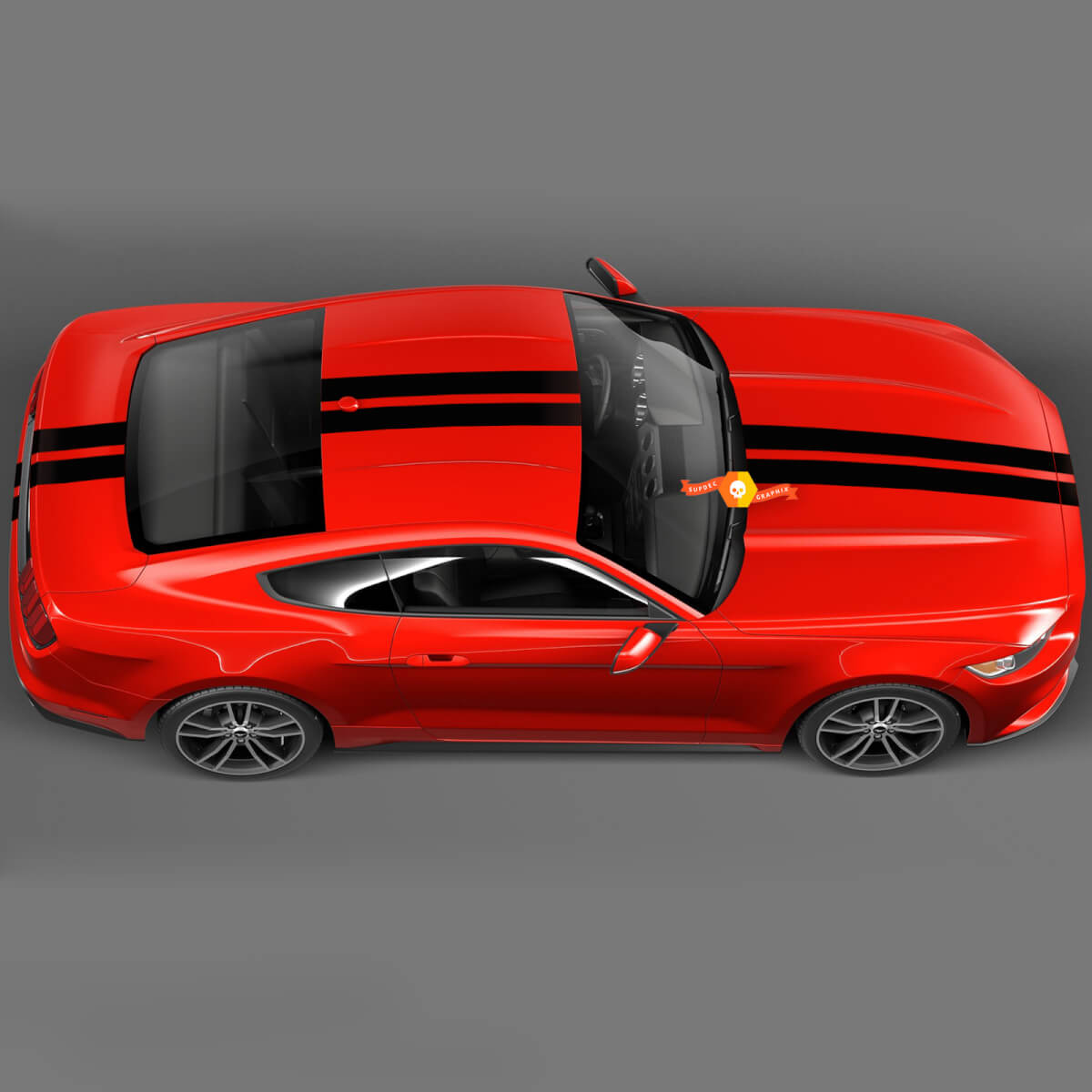Adesivi per decalcomanie Racing Rally doppie strisce sopra la parte superiore della Ford Mustang 2005-2024
