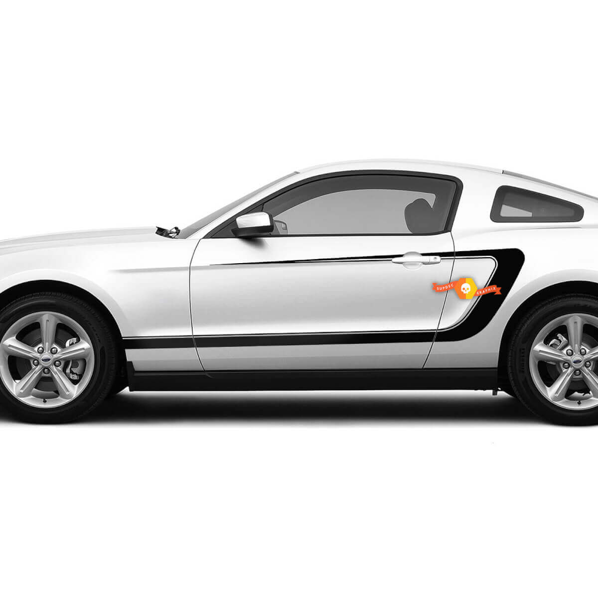 Decalcomanie a strisce stile C per porte laterali Accent per la grafica degli adesivi in ​​vinile Ford Mustang 2005-2024
