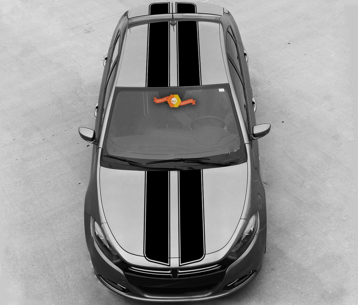 Kit di adesivi in vinile con doppia striscia di contorno superiore per Dodge Dart 2013-20