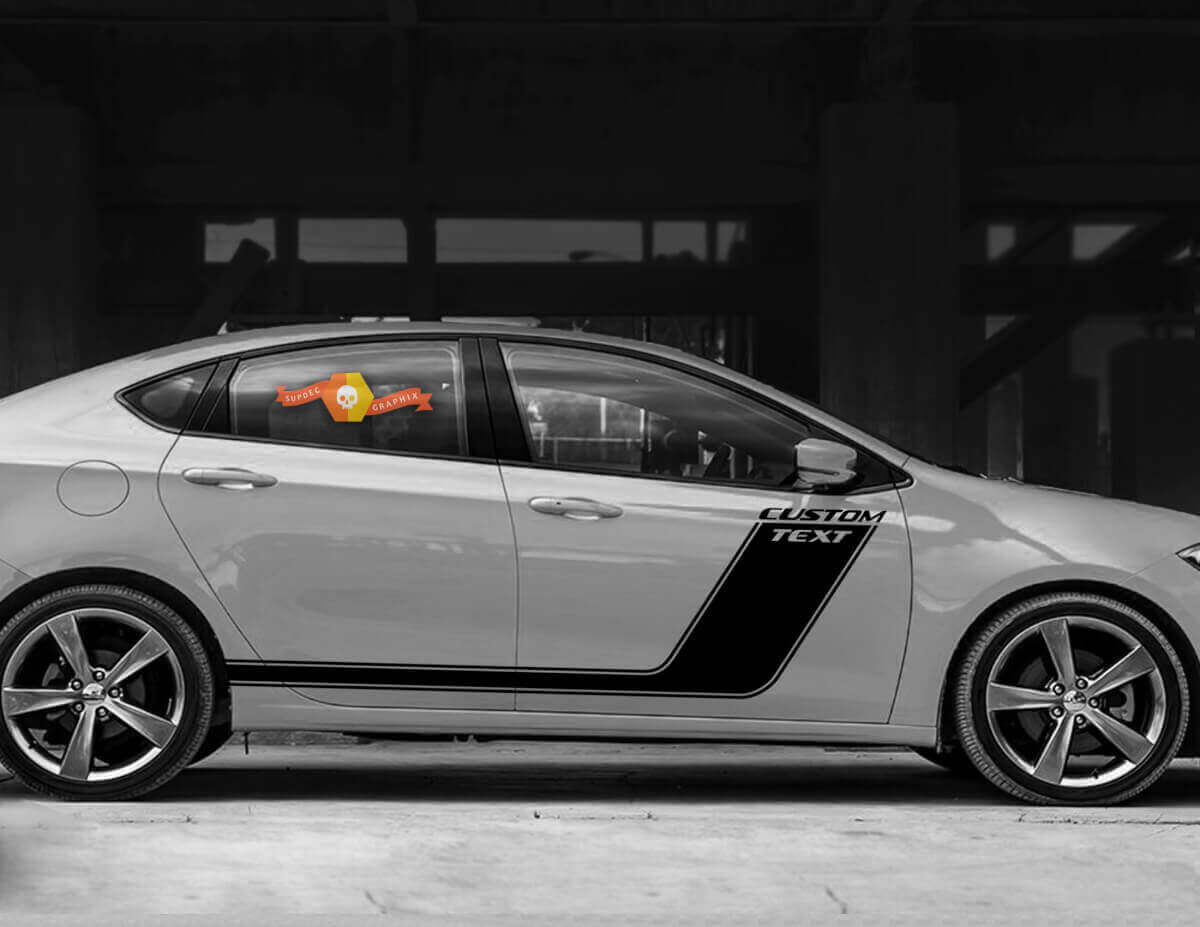 Adesivo Vinile Strisce Sportive Laterali Testo Personalizzato 2 Per Dodge Dart