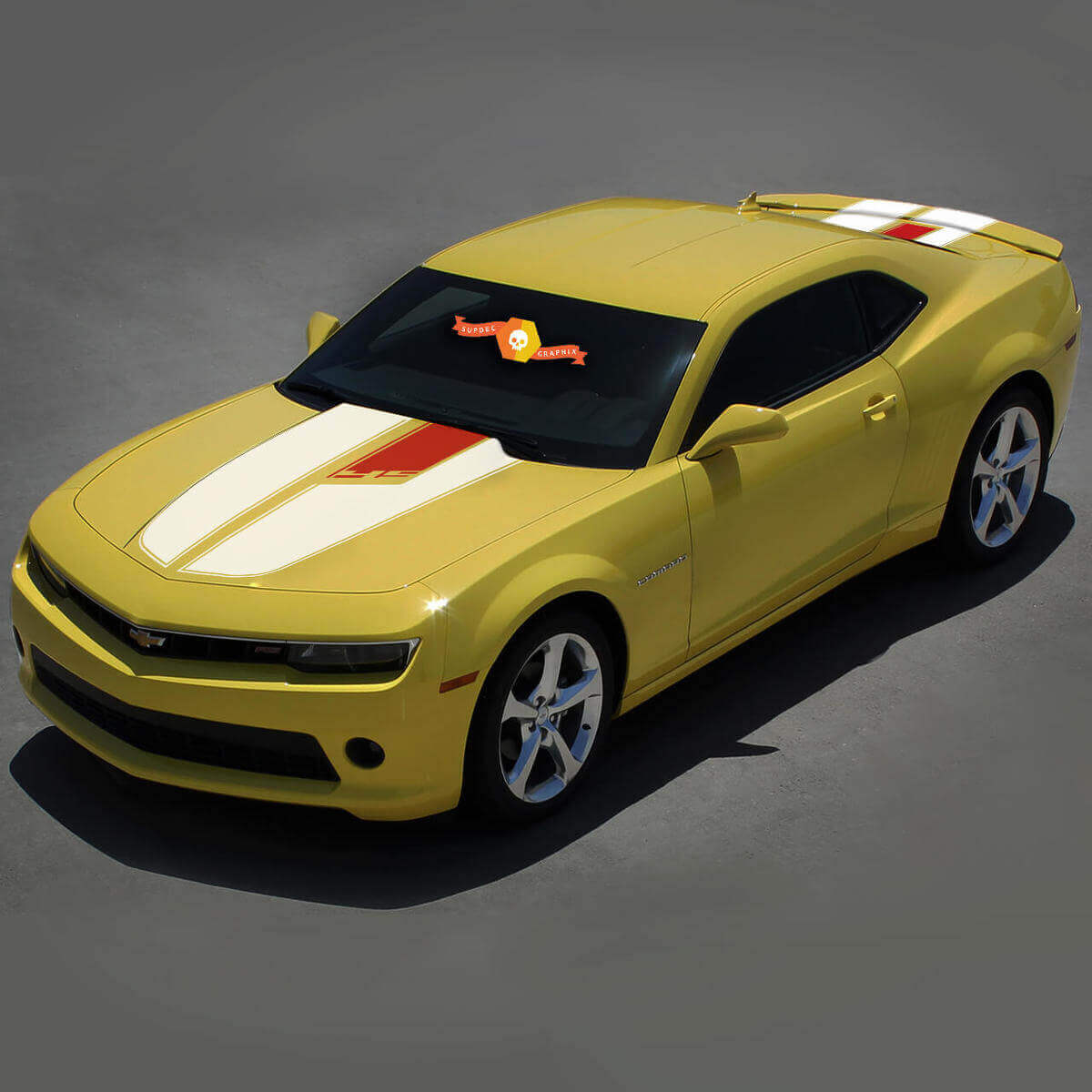 Adesivi in Vinile a Strisce per Cofano e Bagagliaio Stile 45° Anniversario per Chevrolet Camaro 2010-15
